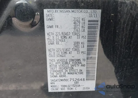 2014 Nissan Rogue Sv from USA, damaged, VIN 5N1AT2MV9EC752648